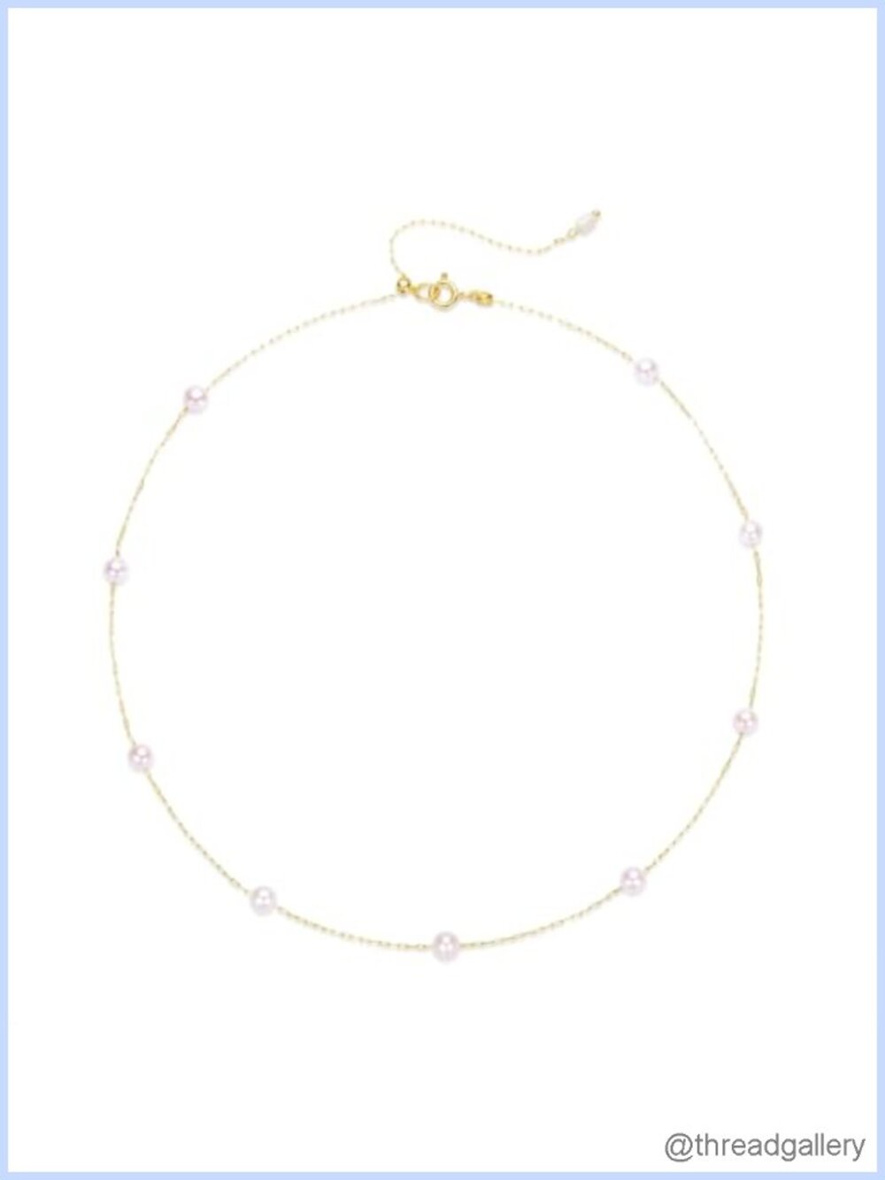 5-6mm Freshwater Pearl Station Necklace 14k Gold Plated Stainless Steel